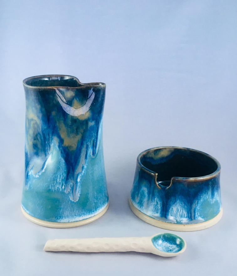 Dimpled jug, pot & speen set - 'Dawn'